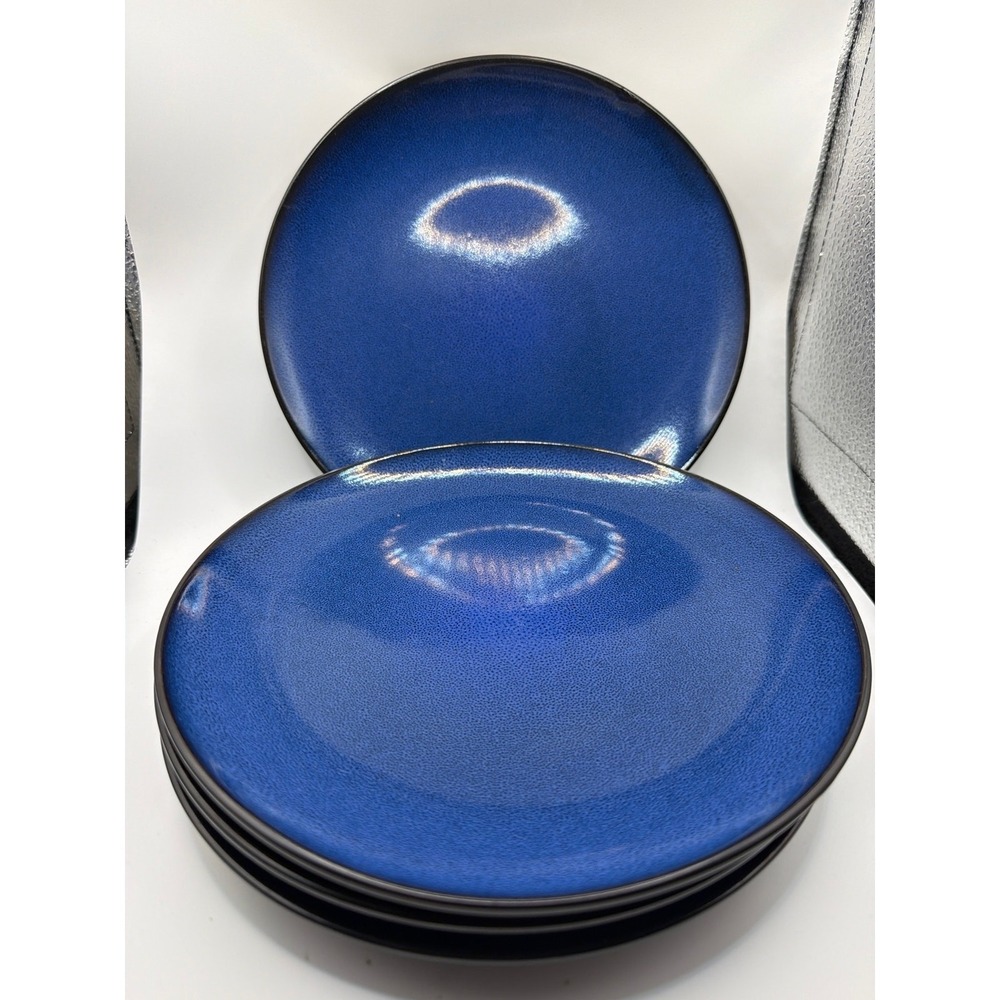 4 Gibson Elite Soho Lounge Round Blue Salad Plates